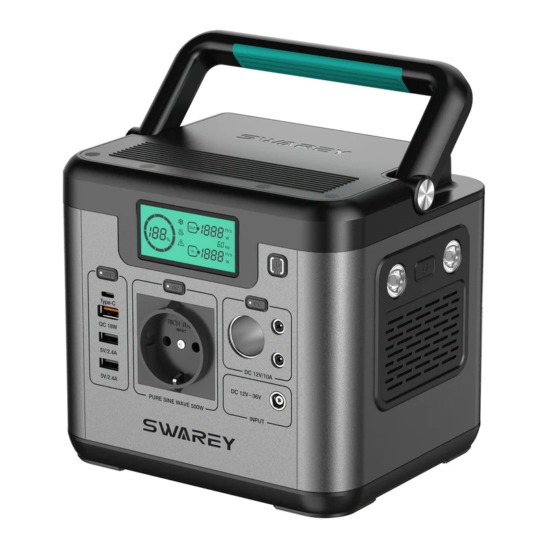 Powerbank – Power Station – Externe Batterij – Noodstroomvoorziening – Mobiele Oplader – 518Wh Capaciteit – 500W AC-uitgang met 1000W Pieklast