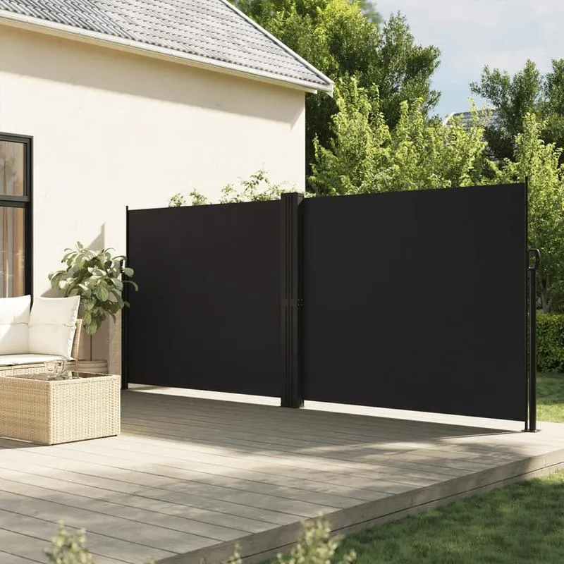 Windscherm – Windafsluiting – Balkonscherm – Terrasscherm – 180 X 600 Cm – Stevig Stalen Frame – Polyester Doek Met PU-Coating - Zwart