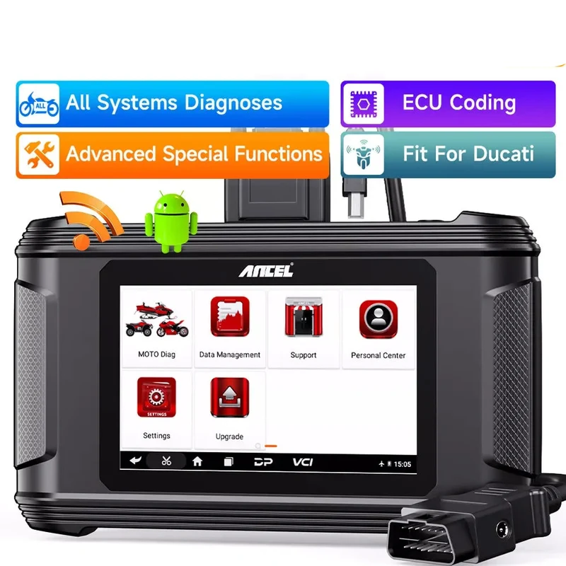 Motorfietsdiagnosetool – Foutcode Scanner – Onderhoudsapparaat – Diagnose Scanner – Ducati Diagnosetool – 5 Inch Touchscreen – WiFi Verbinding