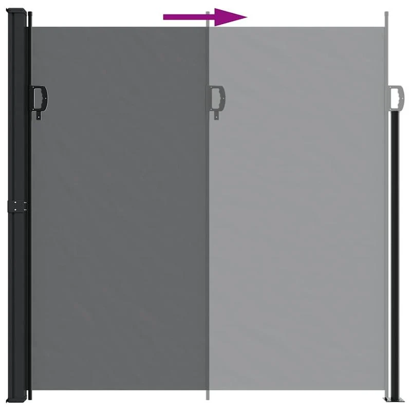 Uittrekbare Windscherm – Terrasscherm – Balkonscherm – Tuinscherm – Windscherm – 200x600 Cm – Stevig Polyester Met PU-Coating – Robuust Stalen Frame - Zwart