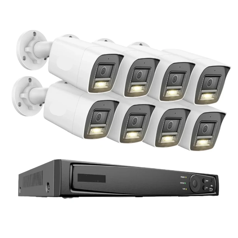 Complete 8-Kanaals Beveiligingscamera Set – Camerabewaking – Beveiligingssysteem – Cameraset – 12MP Haarscherp – Bewegingsdetectie Met Slimme Herkenning - 8-kanaals NVR met 4 Camera’s - Build-in HDD: 4T