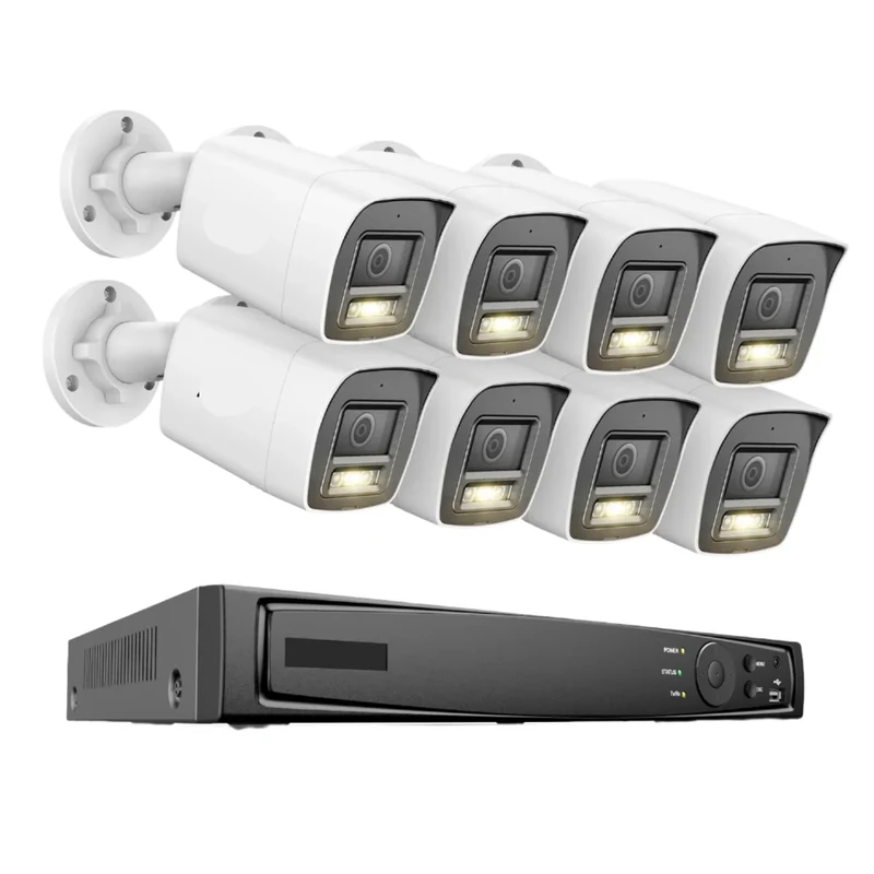 Complete 8-Kanaals Beveiligingscamera Set – Camerabewaking – Beveiligingssysteem – Cameraset – 12MP Haarscherp – Bewegingsdetectie Met Slimme Herkenning - 8-kanaals NVR met 8 Camera’s - Build-in HDD: 2T