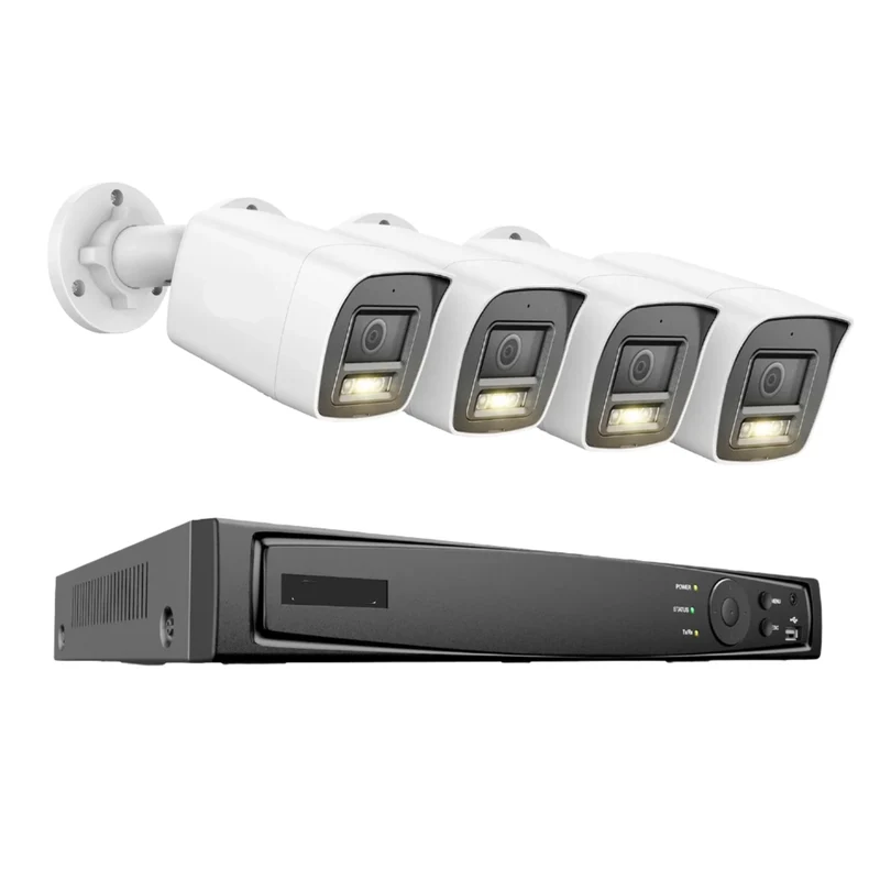 Complete 8-Kanaals Beveiligingscamera Set – Camerabewaking – Beveiligingssysteem – Cameraset – 12MP Haarscherp – Bewegingsdetectie Met Slimme Herkenning - 4 Camera’s - Build-in HDD: Geen