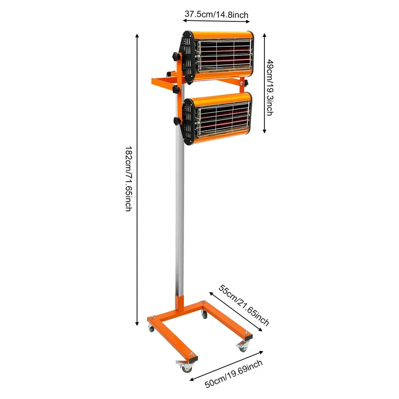 Infrarood Verfoven – Verf Droger – Lakoven – Verf Drogen – Autospuiter Oven – 2000W Warmte – 360° Draaibaar