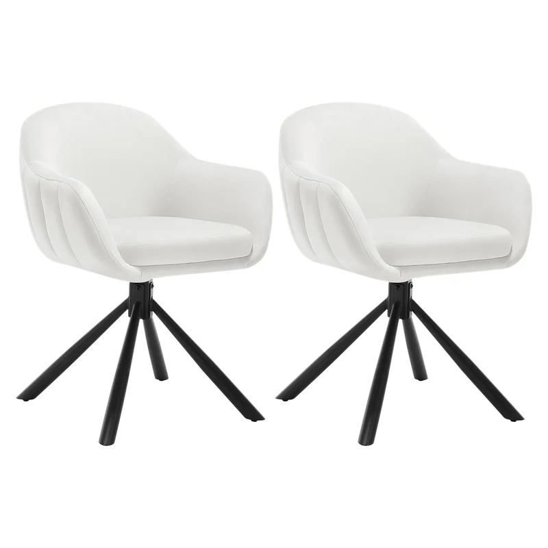 Eetkamerstoelen - Keukenstoel - Eetstoel - Eetkamerstoel - Draaibare - met Armleuningen - Ergonomisch Ontwerp, Luxe Eetkamer- en Lounge Stoelen - 2 Packs - Fluweel - Crèmekleurig