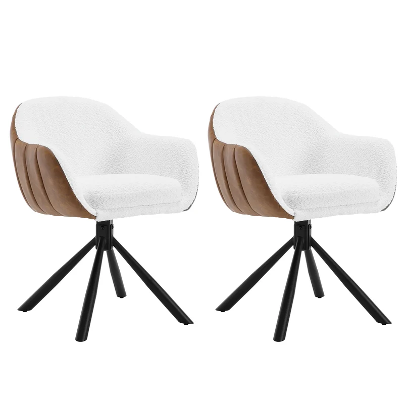 Eetkamerstoelen - Keukenstoel - Eetstoel - Eetkamerstoel - Draaibare - met Armleuningen - Ergonomisch Ontwerp, Luxe Eetkamer- en Lounge Stoelen - 2 Packs - Chenille - Wit