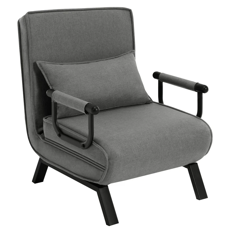 Fauteuil - Vouwstoel - Relaxfauteuil - Relaxstoel - Verstelbare Relaxfauteuil - 3-in-1 - met Verwijderbare Kussen en Verstelbare Rugleuning - Logeerbed voor Appartement of Studentenflat - Sofa Bed Linnen - Donkergrijs