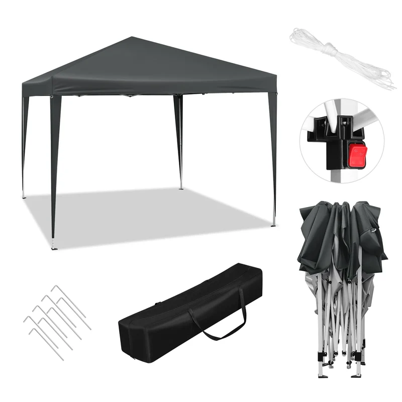 Partytent - Vouwtent - Pop-Up Partytenten - Easy up Tent - Party Tent Opvouwbaar - 300x300cm - voor Tuin Evenementen en Feesten - Waterdichte - Pagodetent met Zonnebescherming - voor Camping, Festival of Bruiloft - Antraciet