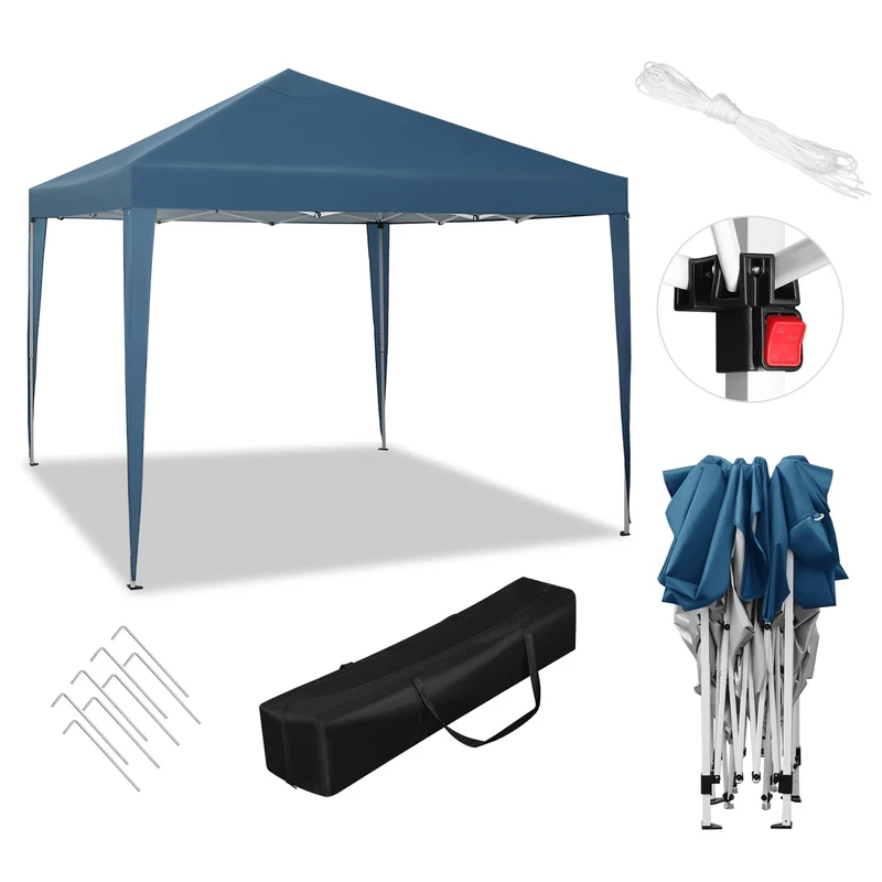 Partytent - Vouwtent - Pop-Up Partytenten - Easy up Tent - Party Tent Opvouwbaar - 300x300cm - voor Tuin Evenementen en Feesten - Waterdichte - Pagodetent voor Bruiloften, Camping en Festival - Zonnebescherming - Blauw