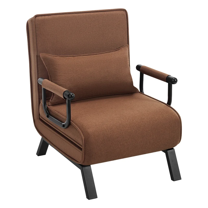 Fauteuil - Vouwstoel - Relaxfauteuil - Relaxstoel - Verstelbare Relaxfauteuil - 3-in-1 - met Verwijderbare Kussen en Verstelbare Rugleuning - Logeerbed voor Appartement of Studentenflat - Sofa Bed Linnen - Bruin