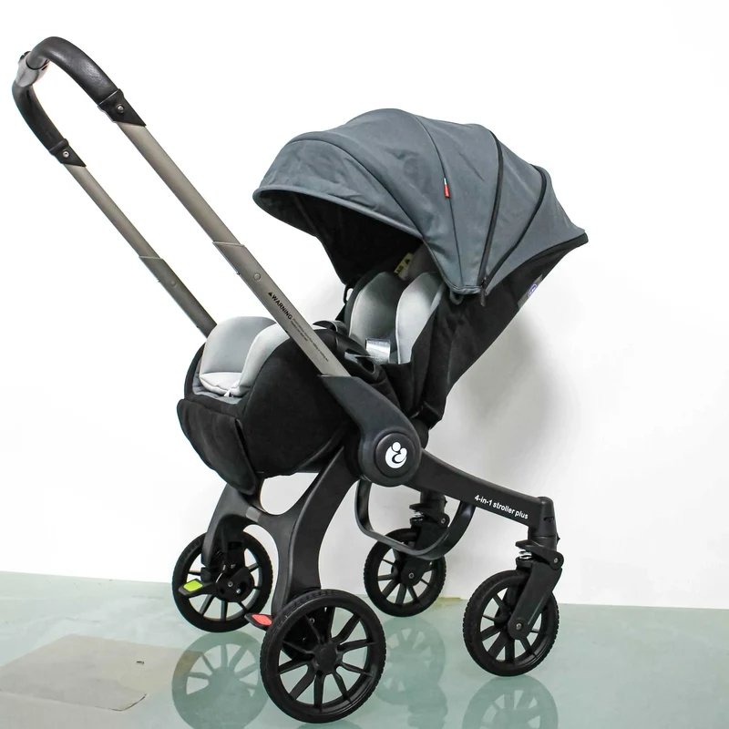 Kinderwagen - Buggy met Autostoel - Wandelwagen - 4-in-1 - Multifunctionele en Opvouwbare Reiswieg voor Pasgeborenen – Lichtgewicht Wandelwagen voor Reizen & Dagelijks Gebruik - Grijs