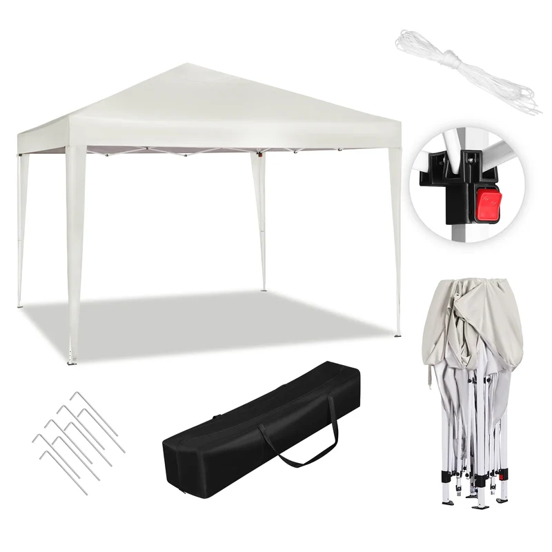 Partytent - Vouwtent - Pop-Up Partytenten - Easy up Tent - Party Tent Opvouwbaar - 300x300cm - voor Tuin Evenementen en Feesten - Waterdichte - Pagodetent met Zonnebescherming - voor Camping, Festival of Bruiloft - Lichtgeel