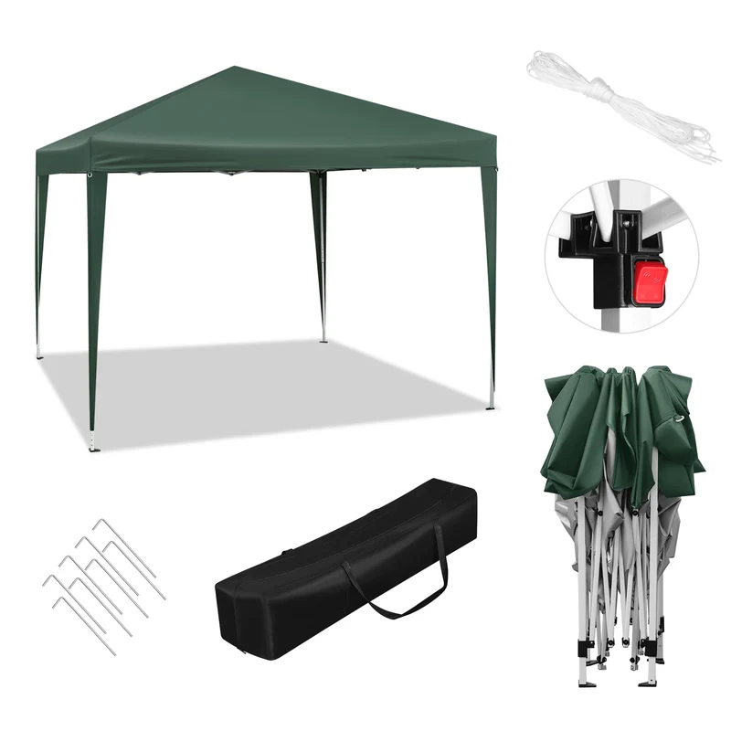 Partytent - Vouwtent - Pop-Up Partytenten - Easy up Tent - Party Tent Opvouwbaar - 300x300cm - voor Tuin Evenementen en Feesten - Waterdichte - Pagodetent met Zonnebescherming - voor Camping, Festival of Bruiloft - Groen