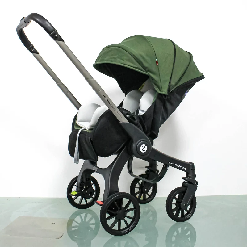 Kinderwagen - Buggy met Autostoel - Wandelwagen - 4-in-1 - Multifunctionele en Opvouwbare Reiswieg voor Pasgeborenen – Lichtgewicht Wandelwagen voor Reizen & Dagelijks Gebruik - Armygroen