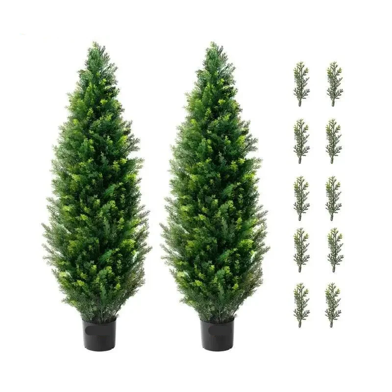 Kunstplant - Kunstplanten voor Binnen en Buiten - Kunstmatige Cedar - Topiary Boom - 122 cm -Evergreen Sierboom voor Tuin en Woondecoratie - Kunsthaag