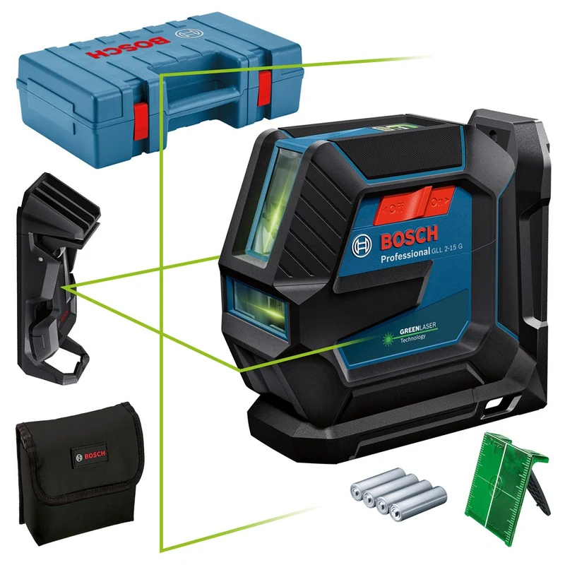 BOSCH GLL 2-15 G LIJNLASER GLL 2-15 G, LB 10, DK 10, OPBERGTAS, 4X
