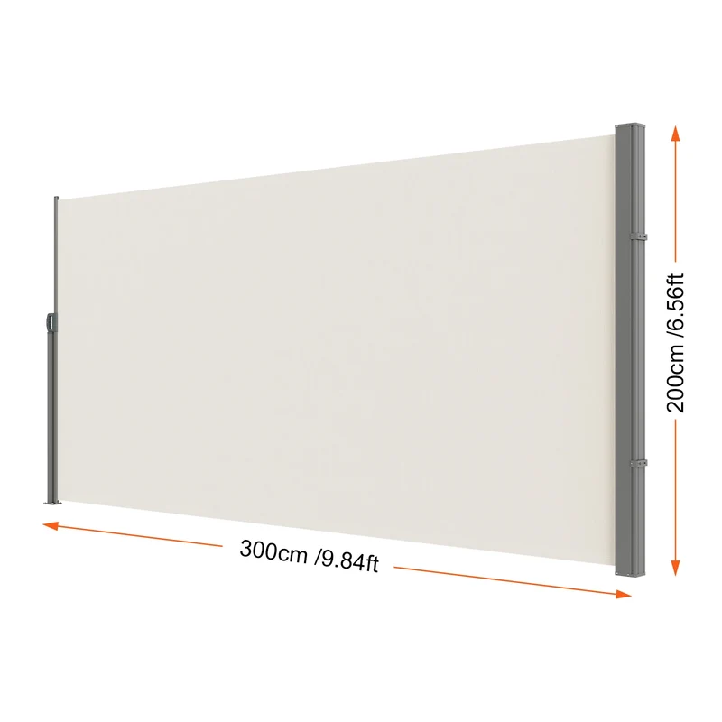 Windscherm - Zonnescherm - Uittrekbaar Windscherm - Waterdicht - Uitschuifbaar – Oprolbaar - 200x300cm - Zijscherm - Privacydoek voor Terras, Balkon of Tuin met UV-bescherming - Geel