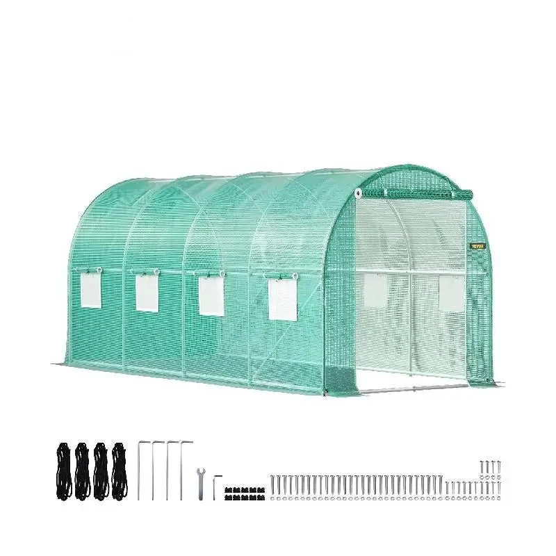 Tunnelkas Walk-In - Broeikas - Tuinkas - Waterdicht PE Doek - Met Gaasramen & Ritsdeur - Verzinkt Stalen Frame - 10x7x7ft - Voor Groenten en Bloemen