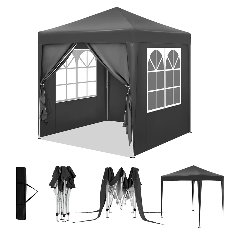 Partytent - Tent – Partytent Opvouwbaar – Hoogte Verstelbaar - Tuin Tent – Feesttent - Pergola - Paviljoen - Gazebo – 2x2m - Waterdicht - UV-Bescherming - Anthraciet