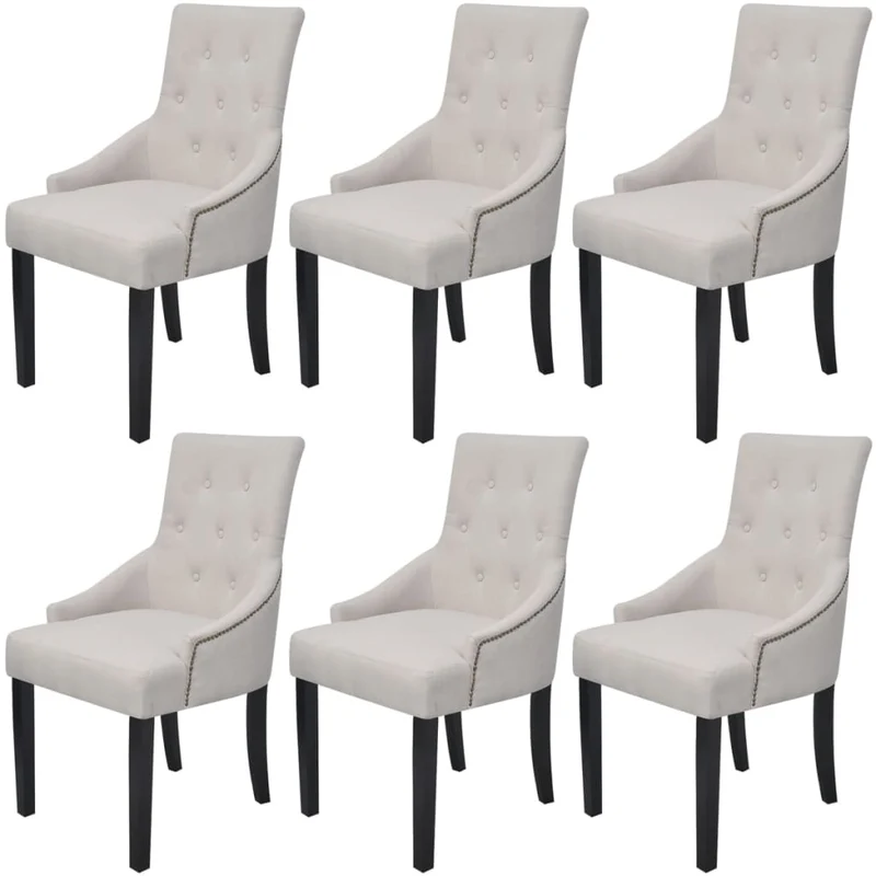 Eetkamerstoel – Stoel – Kuipstoel – Eettafelstoel – Keukenstoel – Set van 6 – Houten Frame – Zachte Bekleding