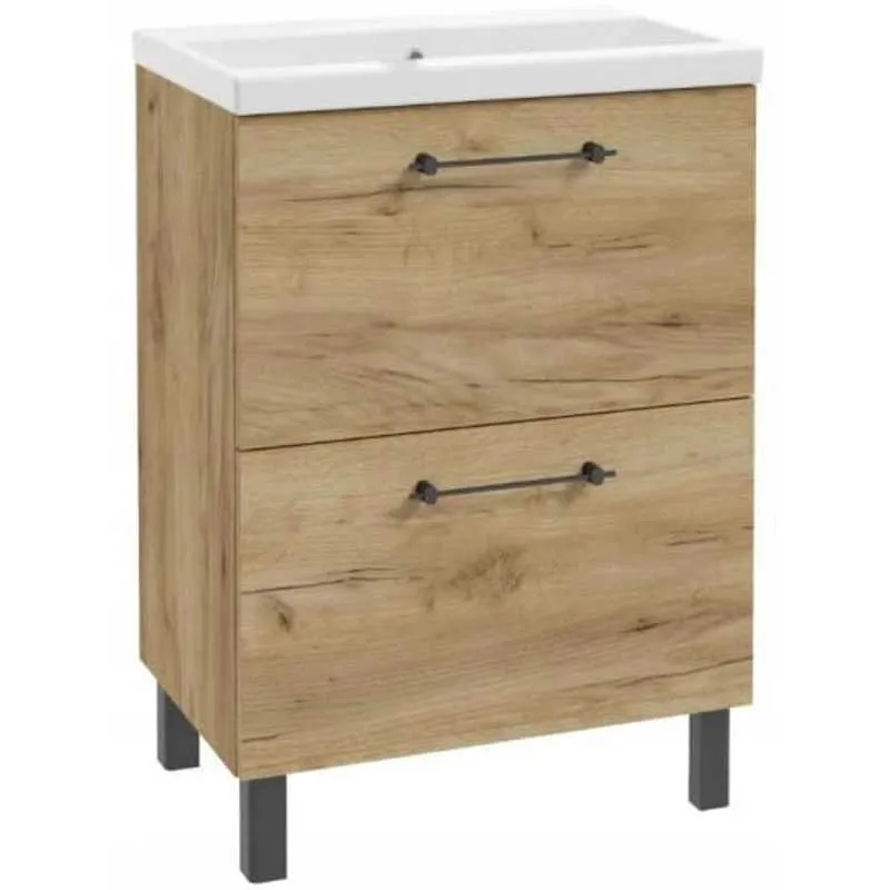 Badkamermeubel – Wastafelmeubel – Badkamerkast – Douchemeubel – Opbergkast Badkamer – Compact 50x80 cm – Vochtbestendig Gelamineerd Spaanplaat
