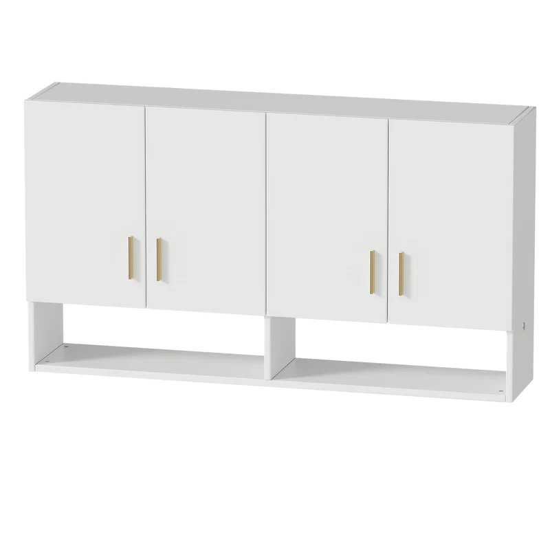 Moderne Wandkast – Keukenkast – Badkamerkast – Opbergkast – Muurkast – Wit Houtcomposiet – 3 Legplanken – Compact & Vochtbestendig