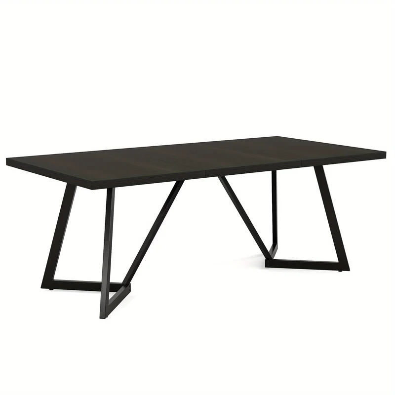 Eettafel – Keukentafel – Tafeltje – Eetkamertafel – Tafel – Modern Zwart Metalen Frame – Rechthoekig 181 cm – Geschikt voor 4-6 Personen