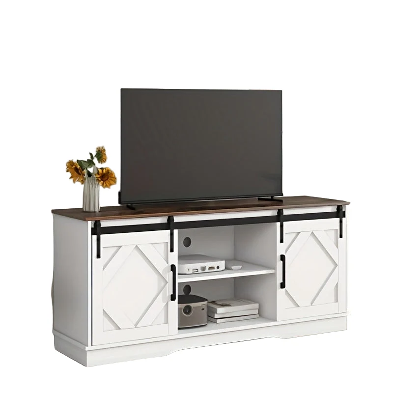 Tv-meubel – TV-meubel – TV-kast – TV-standaard – TV-dressoir – Modern Wit – 2 Dichte Kastdeuren & Open Planken – Kabelmanagement – Duurzaam & Ruimtebesparend