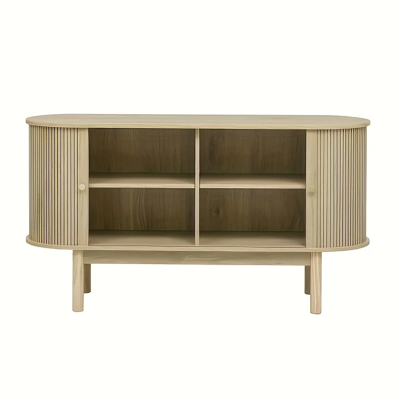 Dressoir – Buffetkast – Sideboard – Opbergkast – Tv-meubel – Modern Minimalistisch – Schuifdeuren – Ruimtebesparend – Vrijstaand – Beige Houtkleur