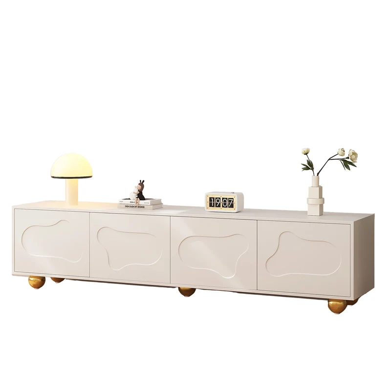 TV-kast – TV-meubel – TV-dressoir – Media-meubel – TV-standaard – Wit met Gouden Poten – Stevig 5-Poten Design – 3,2+ Kubieke Voet Opbergruimte