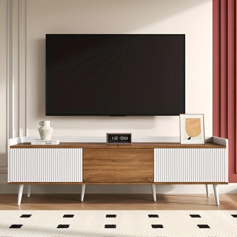 Tv-meubel – Tv-meubel met Opbergruimte – Tv-standaard – Tv-kast – Mediameubel – Wit met Houtlook – Duurzaam Niet-Hout Materiaal – Eenvoudige Montage