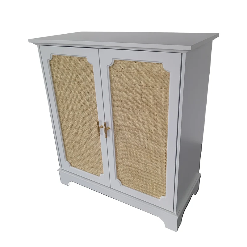Bamboekast – Opbergkast – Kastje – Woonkamerkast – Halmeubel – Wit Bamboe – 2-Deurs Design – 3,2+ Kubieke Voet Opbergruimte – 68,5 cm Hoog – Duurzaam & Makkelijk te Monteren