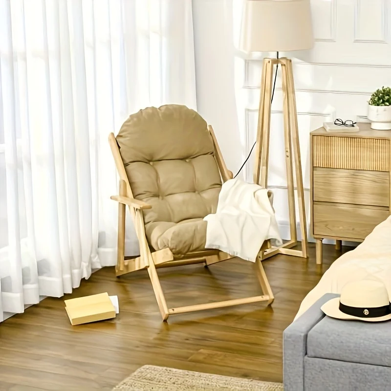 Massagestoel – Relaxstoel – Stoel – Lounge Chair – Inklapbare Fauteuil – Bamboe Frame – Handmatige Verstelling – Compact & Comfortabel – Geel Katoen