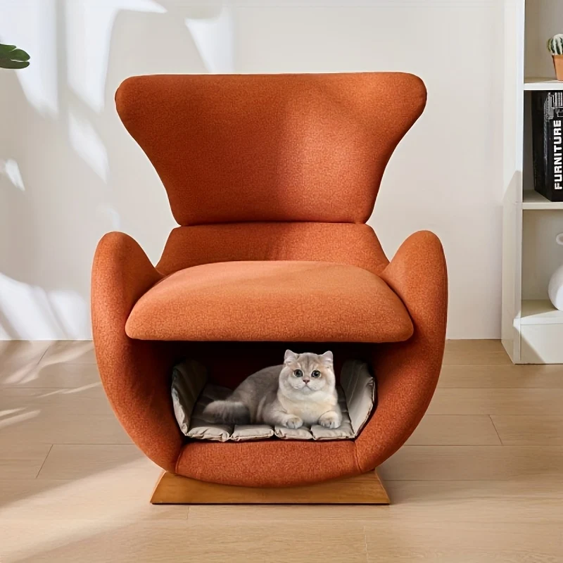 Fauteuil – Relaxfauteuil – Loungefauteuil – Leunstoel – Zithoekstoel – Oranje Kleur – Vast Rugleuning – Zacht Katoenen Zitkussen – Met Opbergruimte – Makkelijk Schoon Te Maken