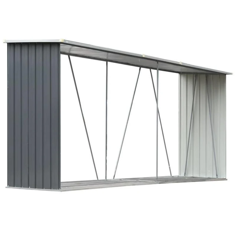 Houtberging – Houtopslag – Brandhoutrek – Haardhoutopslag – Buitenberging – Verhoogde Lattenvloer – Weerbestendig Verzinkt Staal – 330x84x152 cm