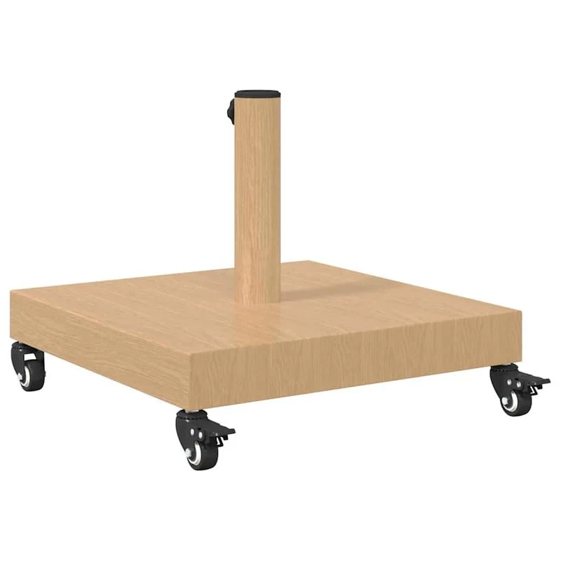 Parasolvastzetter – Parasolvoet – Parasolhouder – Parasolstandaard – Parasolpen – Licht Houtdesign – 45x45x31,5 cm – Weerbestendig & Met Remmen - Bruin