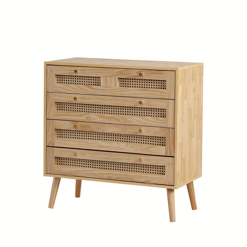 Ladenkast – Ladekast – Dressoir – Opbergkast – Opbergmeubel – Bruin – 3 Lades Met Klep – Compact Formaat – Moderne Elegante Gouden Handgrepen
