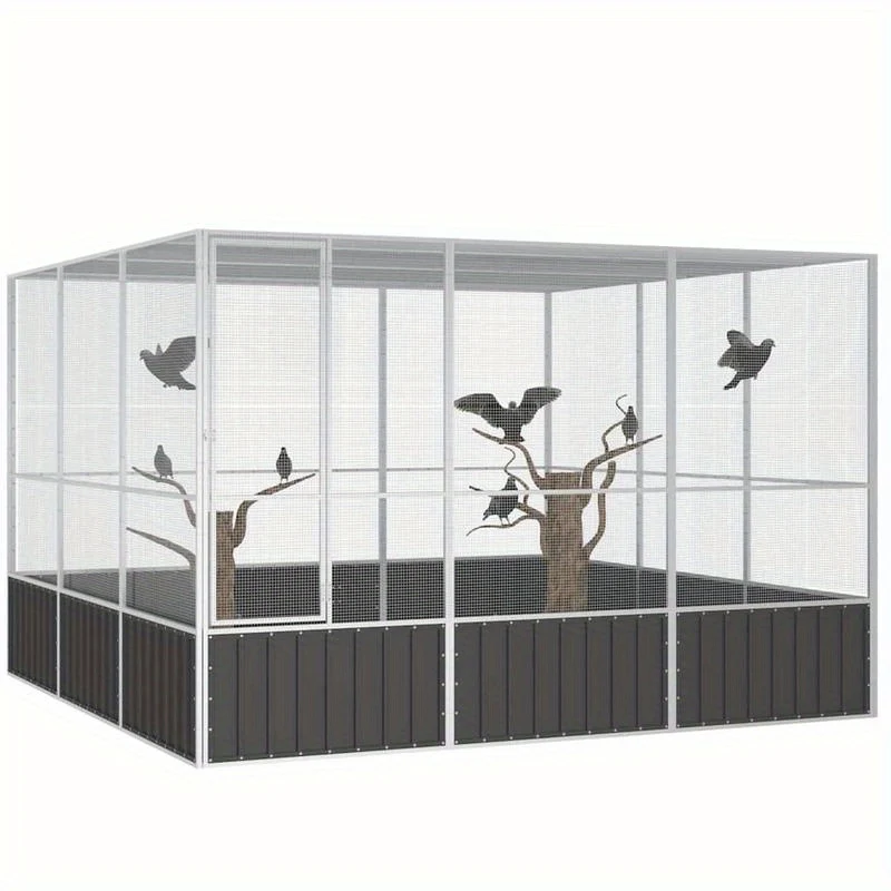 Vogelkooi – Vogelvolière – Vogelverblijf – Vogelhuis – Vogelkast – Gegalvaniseerd Staal – Weerbestendig – Ruim 302,5x324,5x211,1 cm