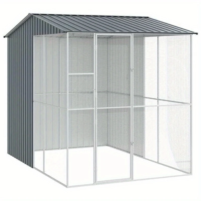 Vogelkooi – Vogelvolière – Papegaai Kooi – Exotenkooi – Buitenkooi – Gegalvaniseerd Staal – Roestbestendige Coating – 215x310x247 cm – Robuuste Constructie – Geschikt Voor Buitengebruik