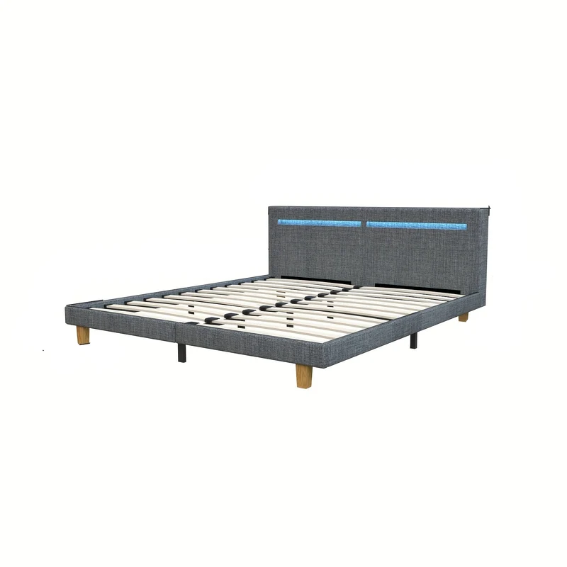 Bedframe – Bedombouw – Bedkast – Boxspringframe – Slaapkamerbed – 180x200 cm – Donkergrijs Gestoffeerd – Sterk Metalen Frame Met Opbergruimte