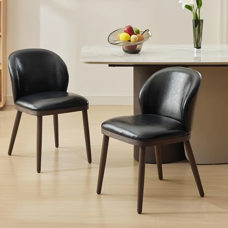 Eetkamerstoelen – Stoelen – Keukenstoelen – Kuipstoelen – Zwarte Stoelen – Modern Bekleed – Ergonomische Rugleuning – Metalen Frame – Draagvermogen 120 kg – Set van 2