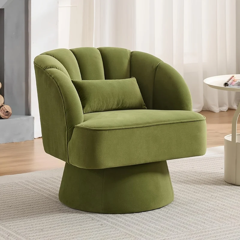 Draaifauteuil – Lounge Stoel – Fauteuil – Leunstoel – Relaxstoel – Groen Velvet – 360° Draaibaar – Ergonomische Wingback Rugleuning
