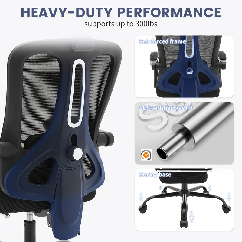 Ergonomische Bureaustoel – Kantoorstoel – Gamestoel – Bureaustoel Mesh – Draaistoel – Verstelbare Lendensteun & Hoogte – Ademende Mesh Rugleuning – Stevig Metalen Frame