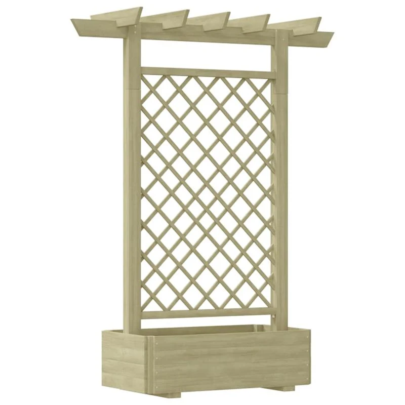 Pergola Tuin – Tuinprieel – Tuinoverkapping – Klimrek – Plantenbak – Groen Geïmpregneerd Hout – Weerbestendig – 162x56x204 cm