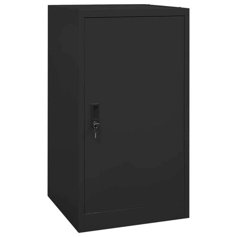 Werkplaatskast – Opbergrek – Gereedschapskast – Werkplaatsmeubel – Stellingkast – Zwart Staal – Verstelbare Haken & Afsluitbare Deur – 53x53x105 cm