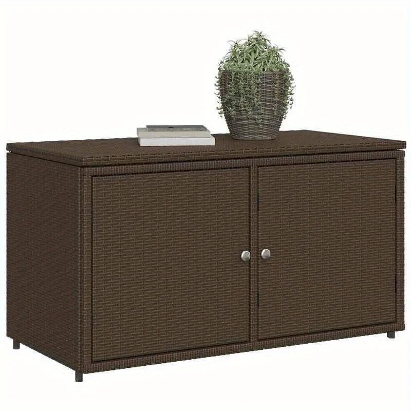 Tuinkast – Tuinkist – Buitenberging – Gereedschapskast – Opbergkast – Weerbestendig Poly Rattan – 110x55x60,5 cm Met Dubbele Deuren