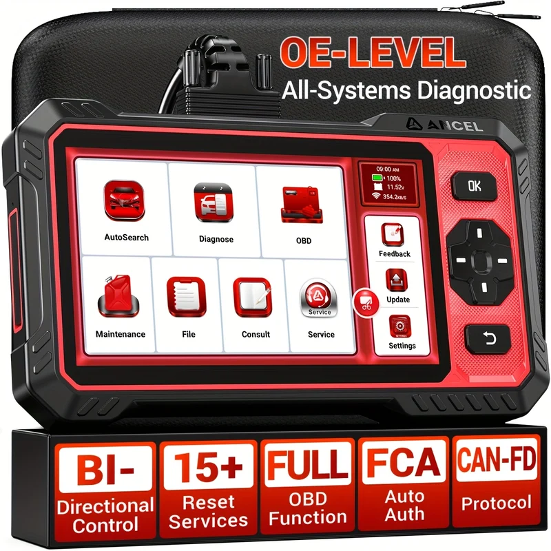 OBD2 Scanner – Auto Diagnosetool – Foutcode Uitlezer – Voertuigscanner – Diagnoseapparaat – Bidirectionele Testfunctie – 15+ Resetfuncties – 6,2 Inch Touchscreen – Levenslange Gratis Updates