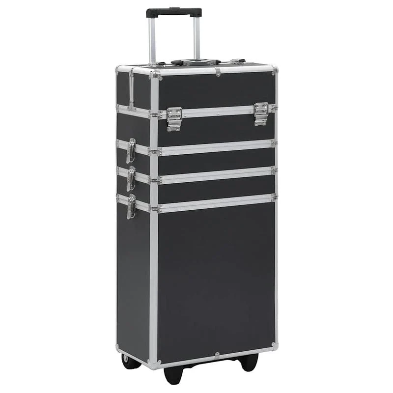 Make-up Organizer – Make-up Opberger – Cosmetica Opbergdoos – Skincare Organizer – Make-up Organizer Opbergkast – Zwart – Stevig Aluminium & ABS – 4 Niveaus Met Uitbreidbare Planken