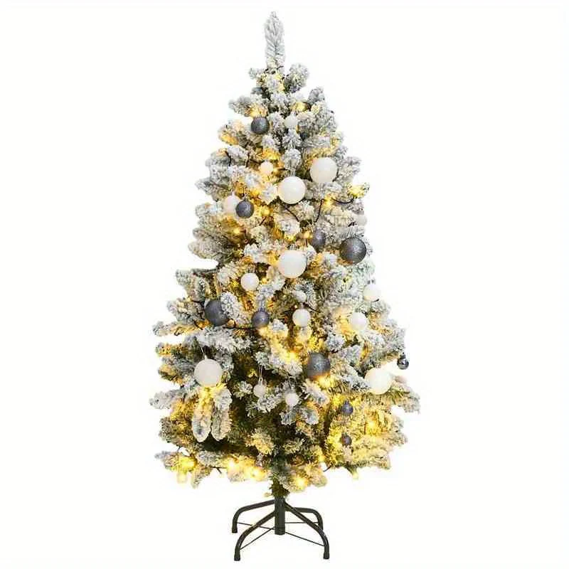 Kunstkerstboom – Kunstmatige Kerstboom – Opvouwbare Kerstboom – Vooraf Versierde Kerstboom – PE PVC Kerstboom – 150 cm Hoog – Inklapbaar Metalen Standaard – 150 Kleurrijke Kerstballen