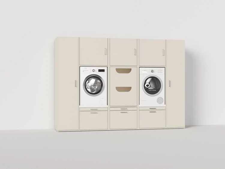 Wastoren kastenwand met lades beige 65x291x207cm
